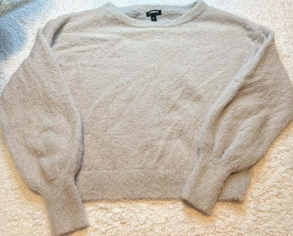 Express Fluffy Eyelash Knit Sweater Size S Beige